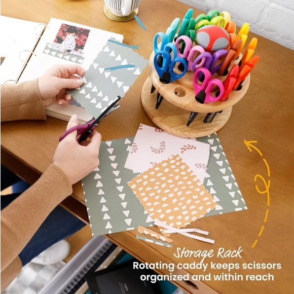 Kraft Edgers with Rotating Hardwood Rack, Decorative Scissors, Assorted, 23-pc - Picture 12 of 12